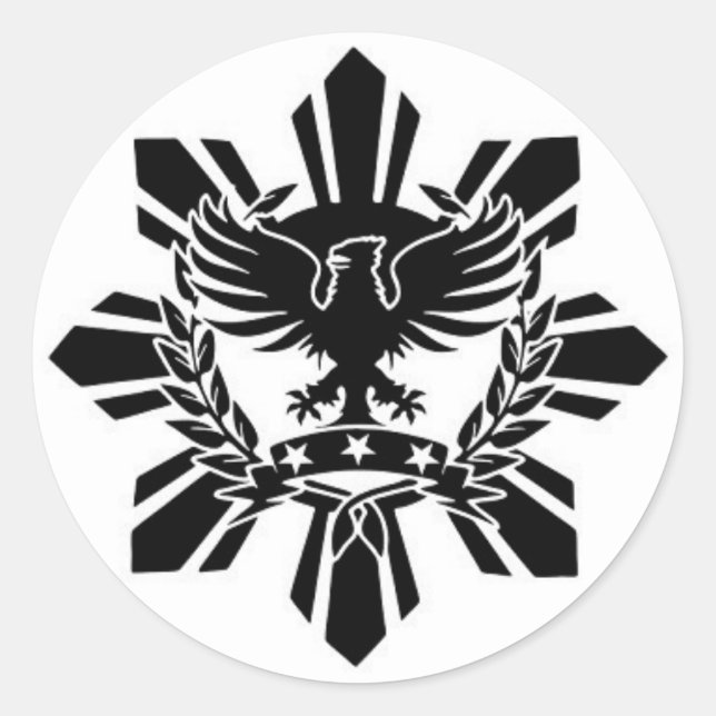 Filipino sun and eagle crest classic round sticker (Front)