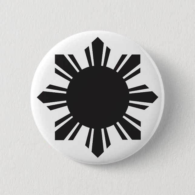 Filipino Sun - Black 2 Inch Round Button (Front)