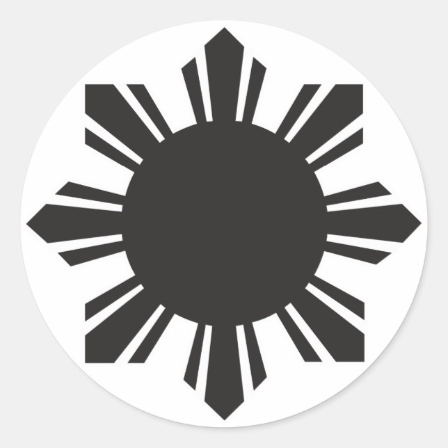 Filipino Sun - Black Classic Round Sticker (Front)