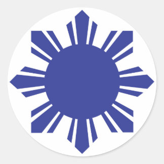 Filipino Sun - Blue Classic Round Sticker