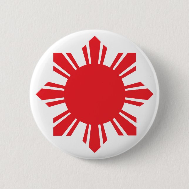 Filipino Sun - Red 2 Inch Round Button (Front)