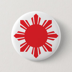 Filipino Sun - Red 2 Inch Round Button