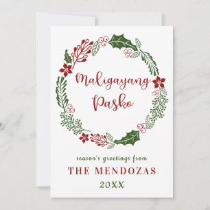 Filipino Tagalog Merry Christmas, Custom Holiday Card