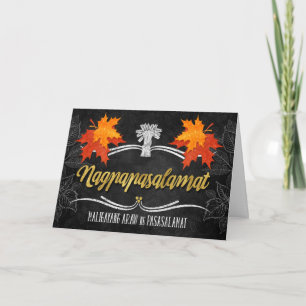Filipino Thanksgiving Grateful Blessings Chalk Holiday Card