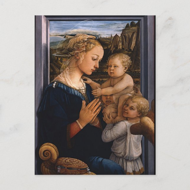 Filippo Lippi- Madonna and Child with two Angels Postcard (Front)