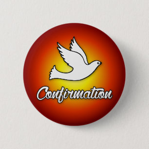 Fill Button, Religious Dove on Red, Confirmation 2 Inch Round Button