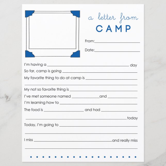 Fill in Camp Letter Camp Stationery (Front)