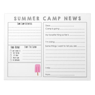 Fill in Camp Letter - Cute Summer Camp Stationary Notepad