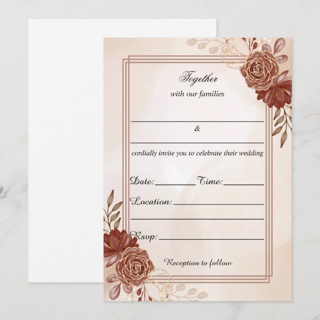 Fill In The Blank Floral Wedding Invitation (Front/Back)