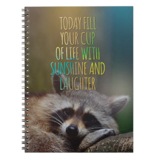 Fill Your Cup Of Life Raccoon Motivational Quote Notebook