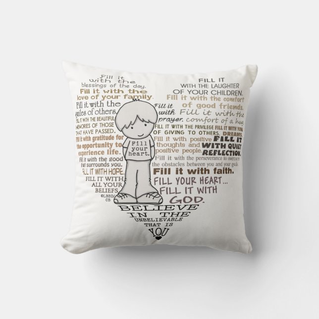 Fill Your Heart Throw Pillow (Front)