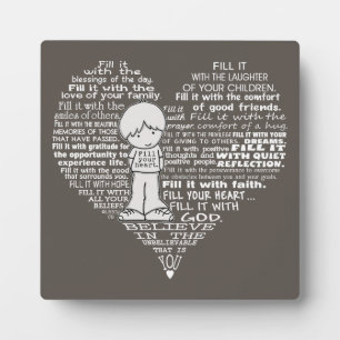 Fill Your Heart-White Letters/Dark Brown Plaque