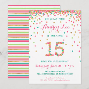 Fille 15e anniversaire Invitation quinzième annive