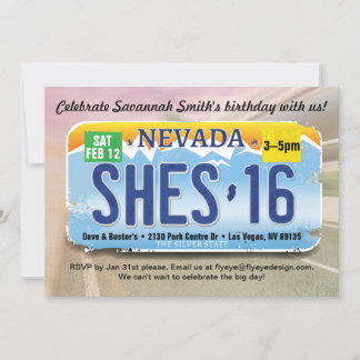 Fille 16e anniversaire Nevada Licence Invitation