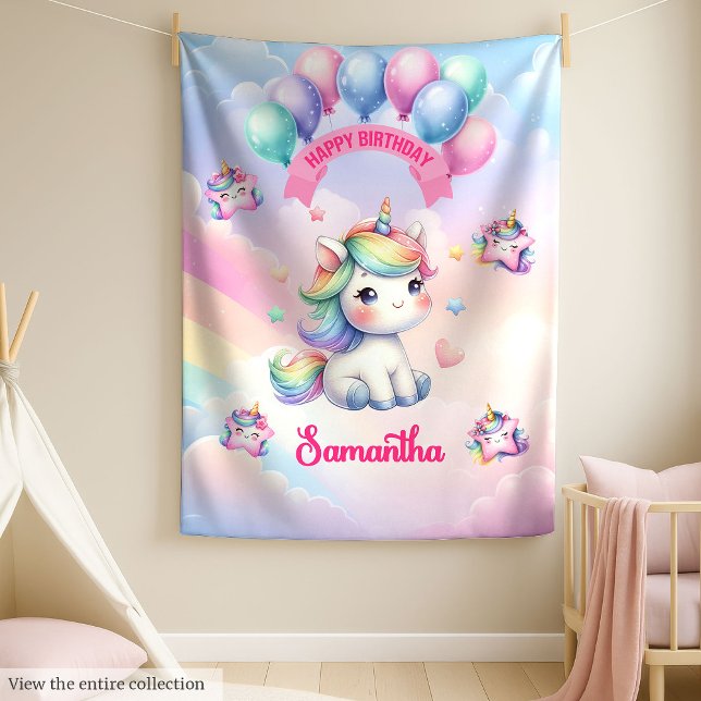 Fille 1er Anniversaire Couverture Unicorn Pastel C (Girl 1st Birthday Blanket Unicorn Pastel Gift)