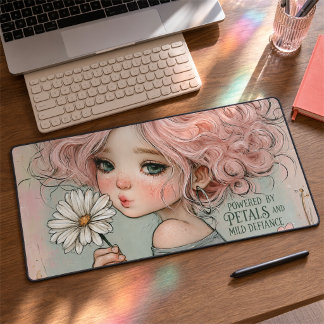 Fille à la marguerite aux cheveux roses sassy Cita