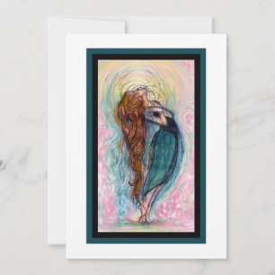 "Fille adorant." Carte simple