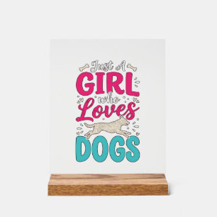 Fille aime les chiens Gravure vintage typographie