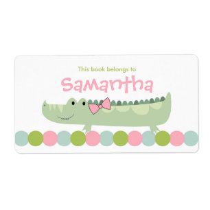 Fille Alligator Étiquette plaque / Plaque de livre