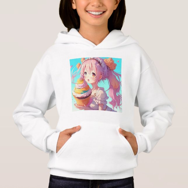 Fille Anime avec Cupcake Whimsical (Devant)