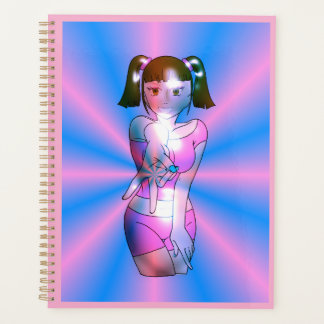 Fille Anime Cyber Y2K Carnet à Spirale Rose Explos