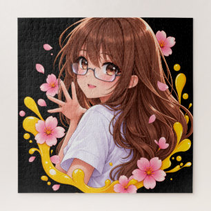 Fille Anime Kawaii Puzzle Fleur de Cerisier Sakura