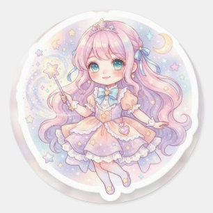 Fille Anime Magique Rêveuse Étoile Autocollant (Yo