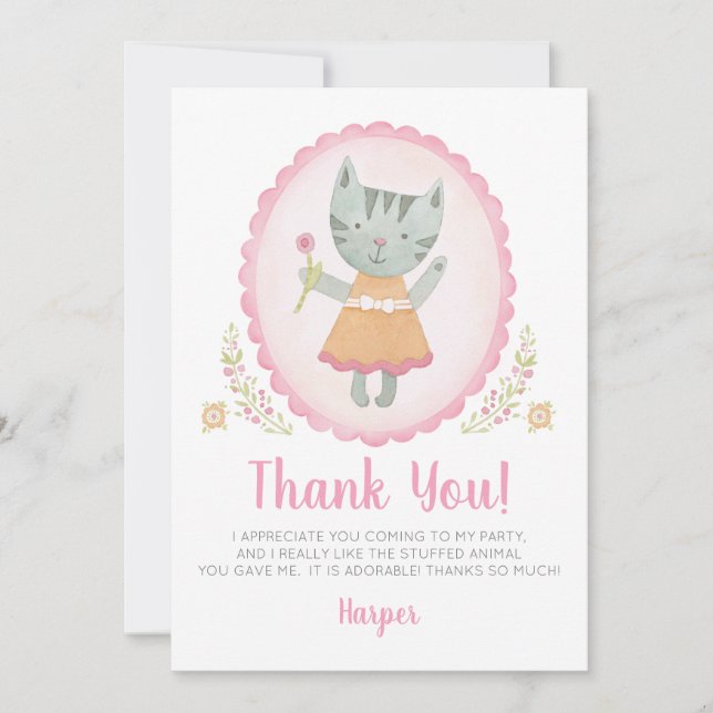 Fille Anniversaire Carte de remerciements (Devant)