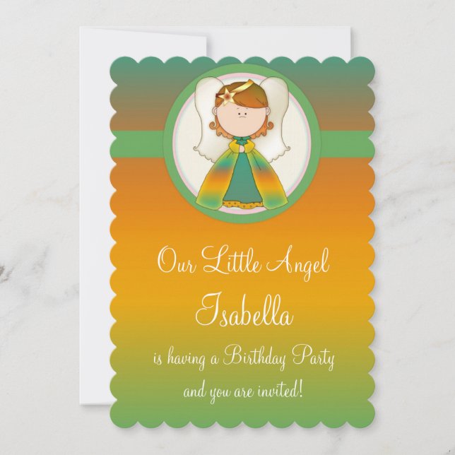 Fille Anniversaire Fête Invitation Angel Design 1 (Devant)