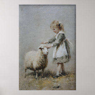 Fille Antique Et Impression De Mouton, Ferme Vinta