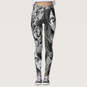 Fille Art Anime N&B Dessin animé sur Legging Perso