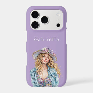 Fille au chapeau floral violet
