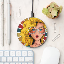 Fille au look rétro Chargeur sans fil personnalisé