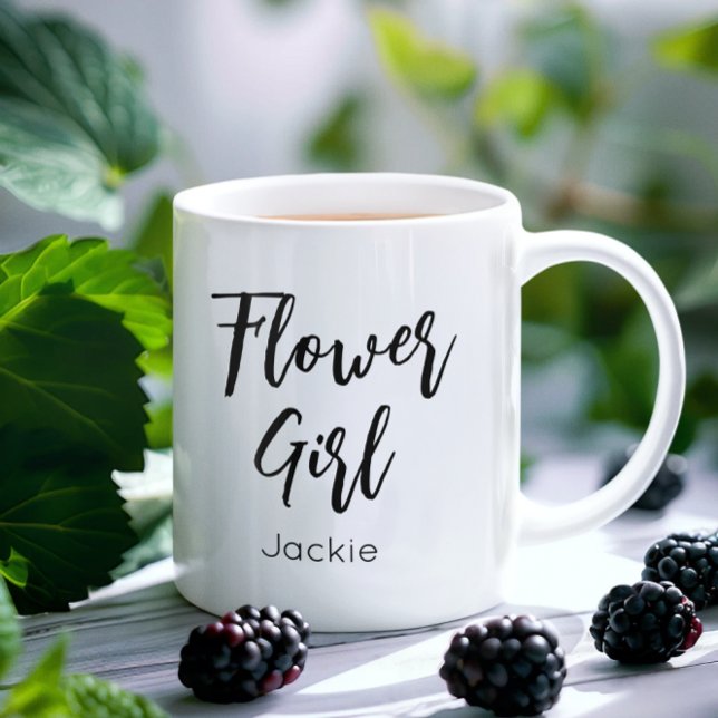 Fille aux fleurs Mug Noir Blanc (Créateur téléchargé)