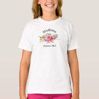 Fille aux fleurs T-Shirt de mariage floral rose