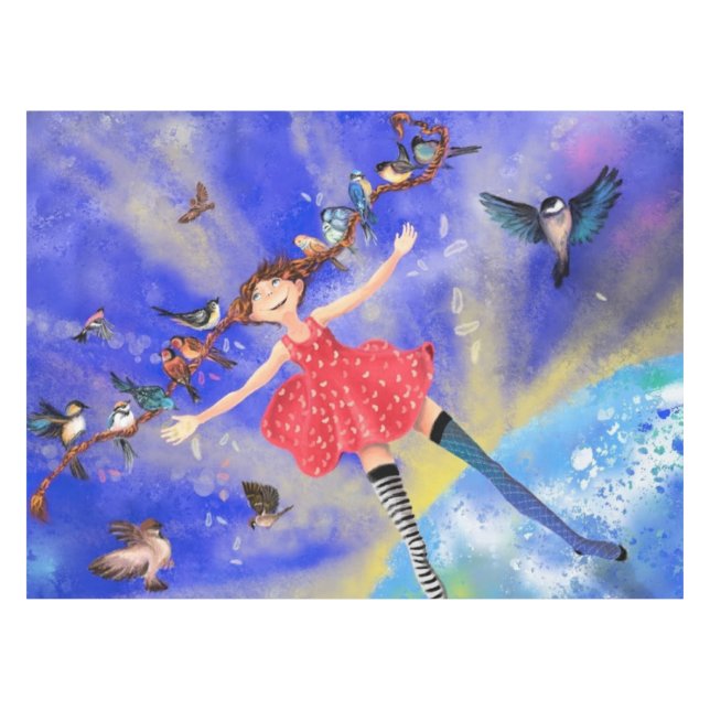 Fille aux oiseaux Nappe Imaginaire (Devant (Horizontal))