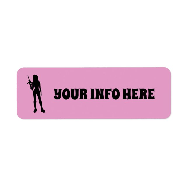 Fille avec arme Retourner l'adresse Étiquettes (Devant)