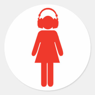 Fille avec autocollant casque - rouge
