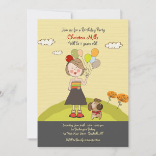 Fille avec ballons Invitation