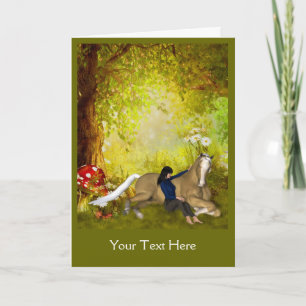 Fille avec cheval Imaginaire Carte photo d'art