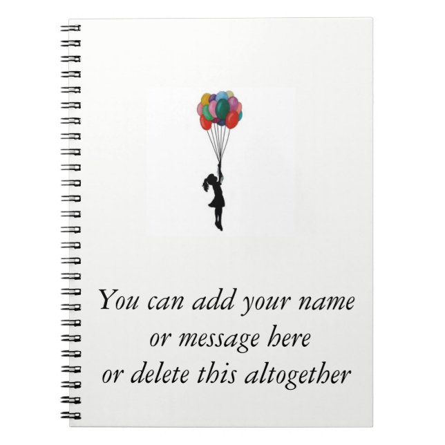 Fille avec des ballons bloc - notes, carnet (Devant)