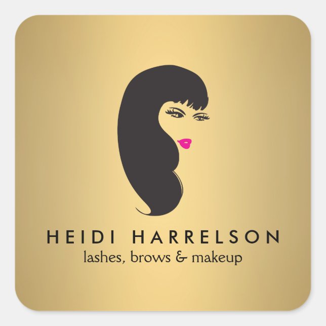 Fille avec des cils sur Stickers Or Faux (Devant)