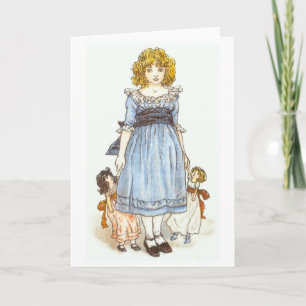 Fille Avec Deux Poupées, Carte De Voeux
