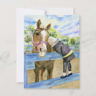 Fille avec Horse Carte en tout temps