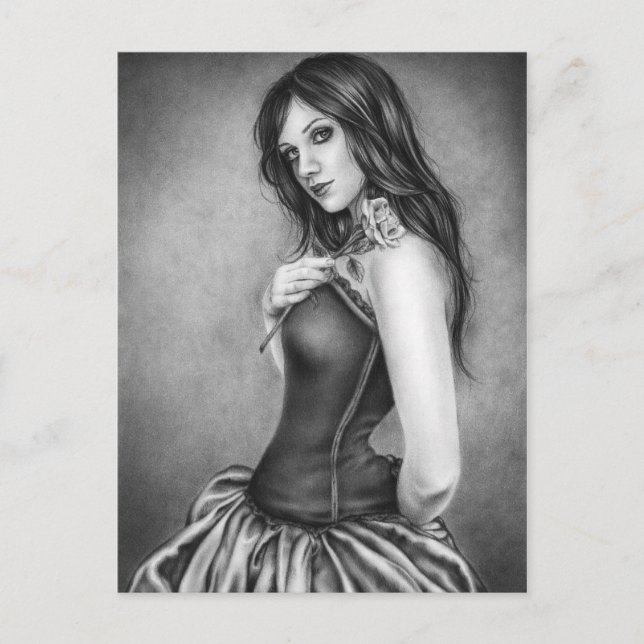 Fille avec la carte postale rose (Devant)