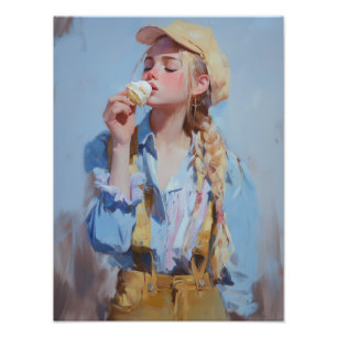 fille avec poster crème glacée