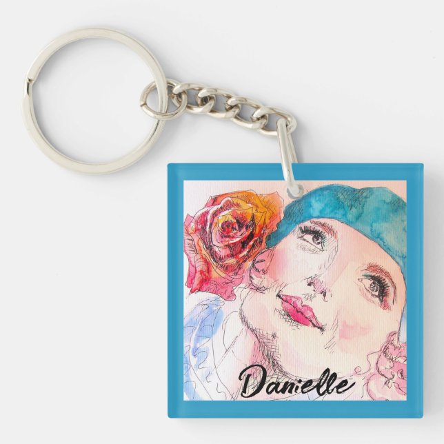 Fille avec Rose Rouge Beret femmes Aqua Girls (Devant)