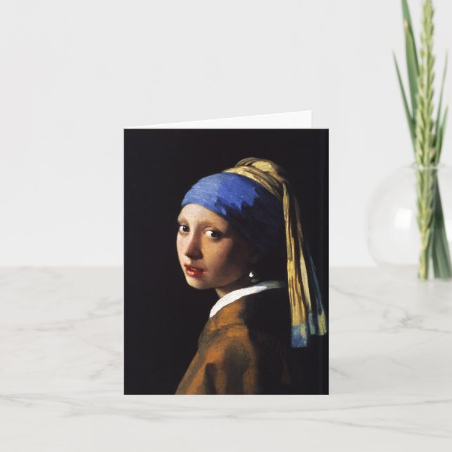 Fille avec une carte de note de boucle d'oreille (Devant)