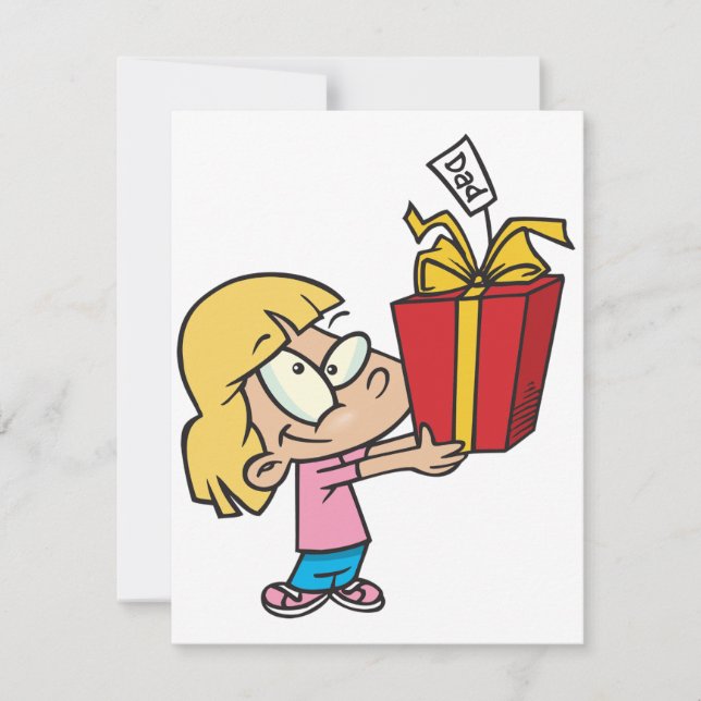Fille Avec Une Fête des pères Invitations Cadeaux (Devant)