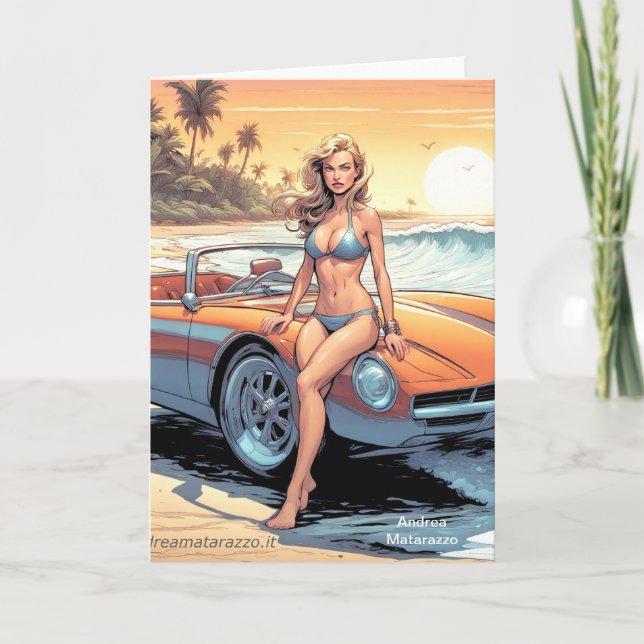Fille avec voiture de sport (Devant)